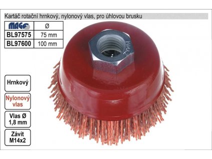 BL97575_Kartáč rotační hrnkový nylonový pro úhlovou brusku  75mm