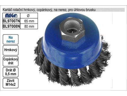 BL97007N_Kartáč rotační na nerez hrnkový 65mm copánkový pro