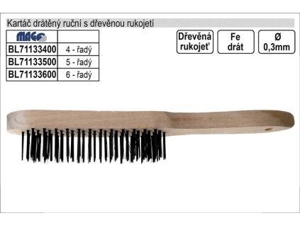 BL71133600_Kartáč drátěný ruční ocelový dřevěný 6 řadý