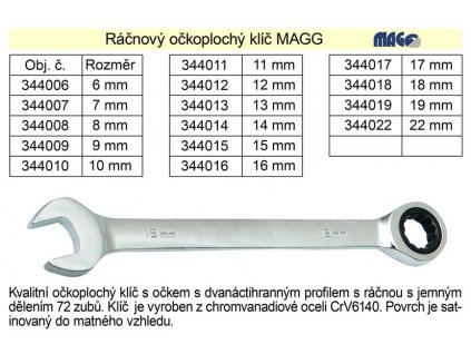 344009_Ráčnový klíč Magg očkoplochý 9mm