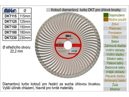 DKT150_Kotouč diamantový turbo pro úhlové brusky DKT150