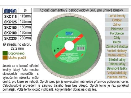 SKC230_Kotouč diamantový celoobvodový pro úhlové brusky SKC230