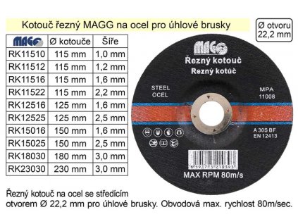 RK23030_Kotouč řezný na ocel 230x3,0mm MAGG