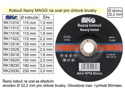 RK15025_Kotouč řezný na ocel 150x2,5mm MAGG