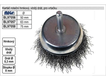 BL97057_Kartáč rotační hrnkový 63mm vlnitý drát pro vrtačku