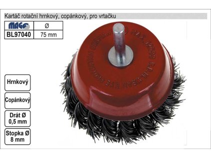 BL97040_Kartáč rotační hrnkový 75mm copánkový pro vrtačku