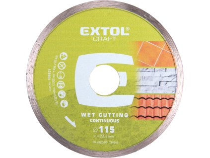 MA108831_kotouč diamantový řezný celoobvodový, 115x22,2mm, mokré řezání, EXTOL CRAFT