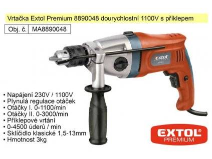 MA8890048_Elektrická vrtačka dvourychlostní 1100 W Extol Premium 8890048