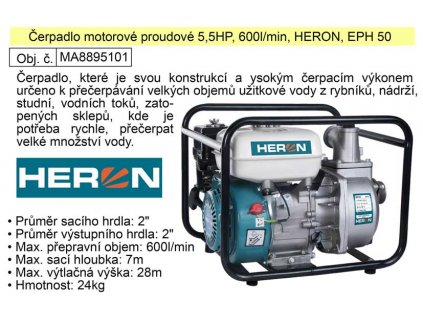 MA8895101_Čerpadlo motorové proudové 5,5HP, 600l/min, HERON, EPH 50