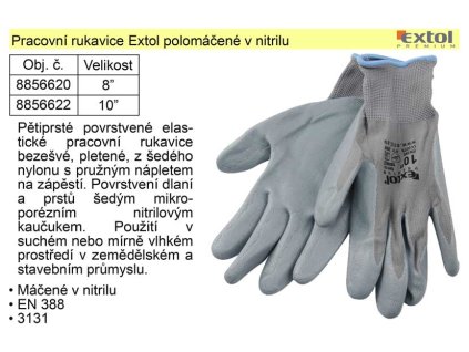 MA8856622_Pracovní rukavice Extol polomáčené v nitrilu vel. 10"