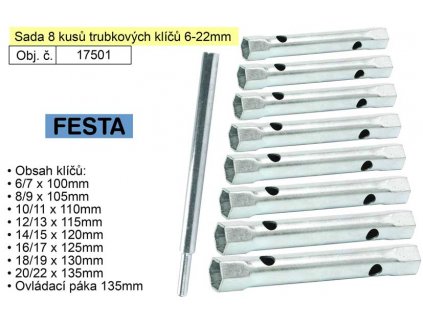 17501_Klíče  trubkové 6-22mm  Festa 17501 sada 8 kusů