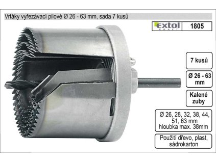 MA1805_Vrtáky   vyřezávací pilové sada  7 dílů 26-63mm