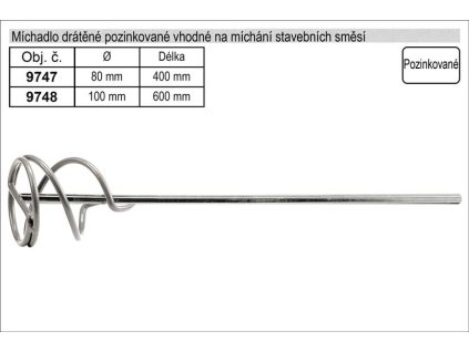 MA9747_Míchadlo drátěné   80 x 400 mm pozinkované