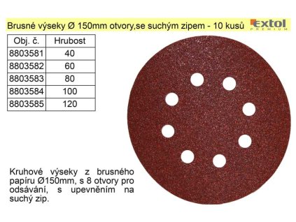 MA8803584_Brusný výsek  s otvory 150mm P100 se suchým zipem balení 10 kusů