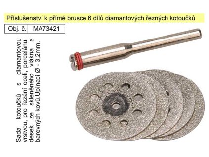 MA73421_Příslušenství k přímé brusce 6 dílů diamantových řezných kotoučků