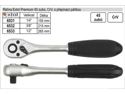 MA6531_Gola ráčna Extol rovná s páčkou  1/4"