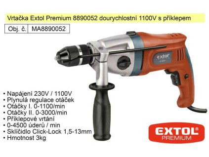 MA8890052_Elektrická vrtačka dvourychlostní 1100 W Extol Premium 8890052