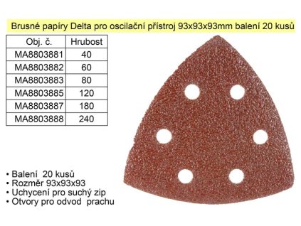 MA8803888_Brusné papíry Delta Z-240 pro oscilační přístroj 93x93x93mm balení 20 kusů