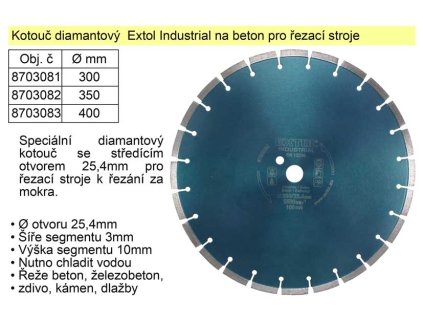 MA8703082_Kotouč diamantový  Extol Industrial na beton 350mm segmentový pro řezací stroje