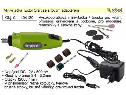 MA404120_Minivrtačka  Extol Craft 404120 se síťovým adaptérem