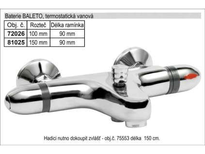 MA81025_Baterie termostatická vanová 150mm chromovaná