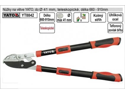 YT-8842_Nůžky na větve YATO 660-910mm kovadlinkový břit teleskopické převodo