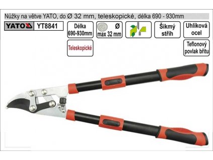 YT-8841_Nůžky na větve YATO 690-930mm půlkulatý břit teleskopické převodové