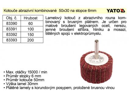 YT-83391_Brusný kotouč stopkový abrazivní kombinovaný 50x30 P-100