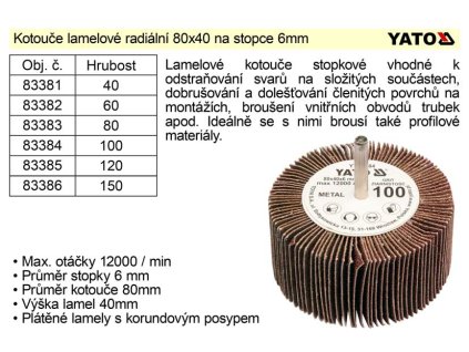 YT-83386_Kotouč lamelový radiální na stopce 80x40 P-150