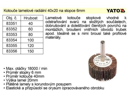 YT-83356_Kotouč lamelový radiální na stopce 40x20 P-150