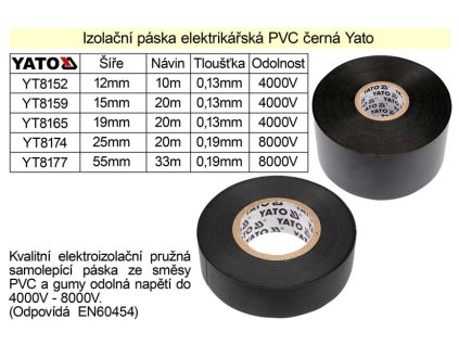 YT-8174_Izolační páska elektrikářská PVC šíře 25mm délka 20m černá Yato