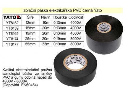 YT-8165_Izolační páska elektrikářská PVC šíře 19mm délka 20m černá Yato