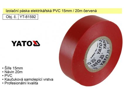 YT-81592_Izolační páska elektrikářská PVC 15mm / 20m červená