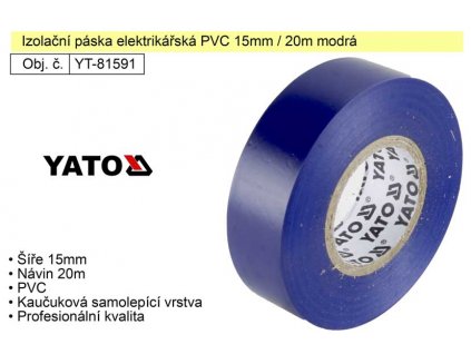 YT-81591_Izolační páska elektrikářská PVC 15mm / 20m modrá