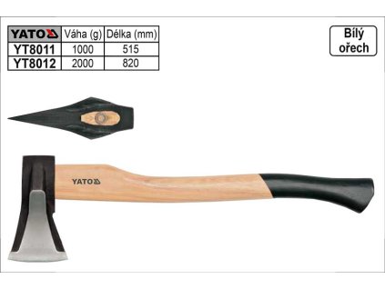 YT-8011_Sekera štípací klínová YATO s kvalitní dřevěnou násadou 1000g