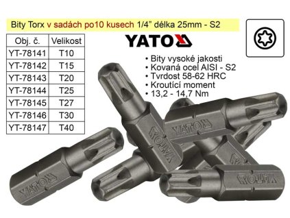 YT-78142_Bit Torx  T15x25mm 1/4' sada 10 kusů YT-78142