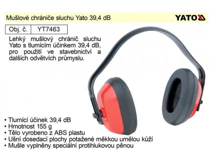YT-7463_Mušlové chrániče sluchu Yato 39,4 dB