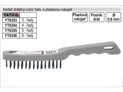 YT-6354_Kartáč drátěný ruční ocelový plastový 4 řadý Yato