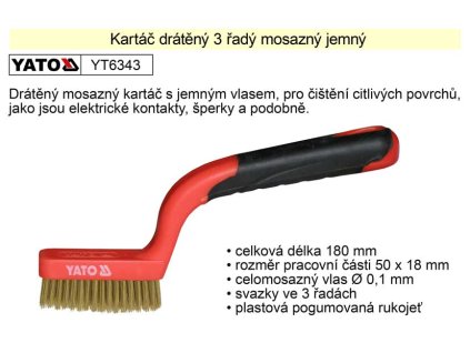 YT-6343_Kartáč mosazný ruční plastový 3 řadý Yato
