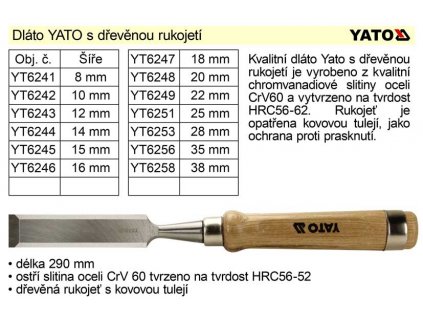 YT-6258_Dláto  YATO s dřevěnou rukojetí šíře 38mm