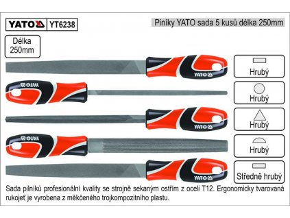 YT-6238_Pilníky  YATO délka 250mm sada 5 kusů