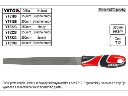 YT-6233_Pilník  YATO plochý délka 250mm jemný