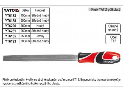 YT-6183_Pilník  YATO půlkulatý délka 150mm  středně hrubý
