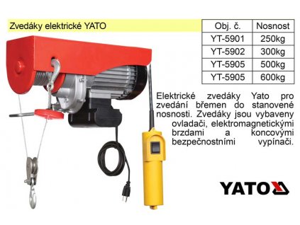 YT-5905_Zvedák elektrický nosnost 600 kg