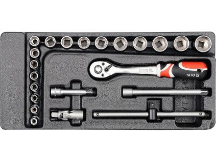 YT-5542_Vložka do zásuvky, YT-5542, nástrčné klíče 3/8“ a ráčna, 6 – 22 mm, sada 22 kusů, Yato