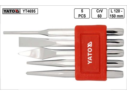 YT-4695_Sekáče průbojníky a důlčíky sada 5 kusů Yato