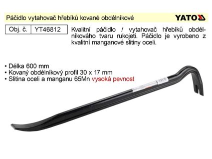 YT-46812_Páčidlo vytahovač hřebíků kované délka  600mm obdélníkový profil 30x17mm