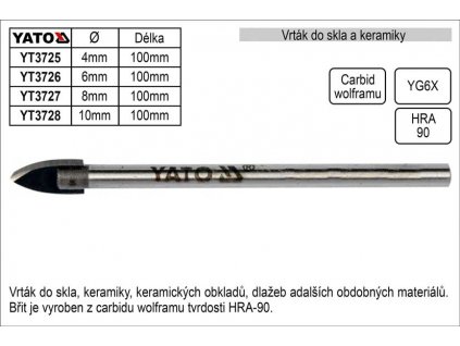 YT-3726_Vrták do skla a keramiky průměr  6mm Yato