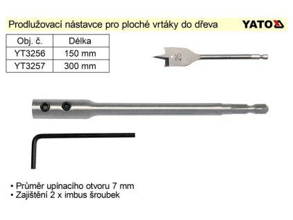 YT-3256_Prodlužovací nástavec 150 mm pro vrtáky do dřeva