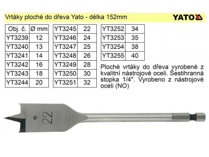YT-3250_Vrták plochý průměr 30mm do dřeva Yato